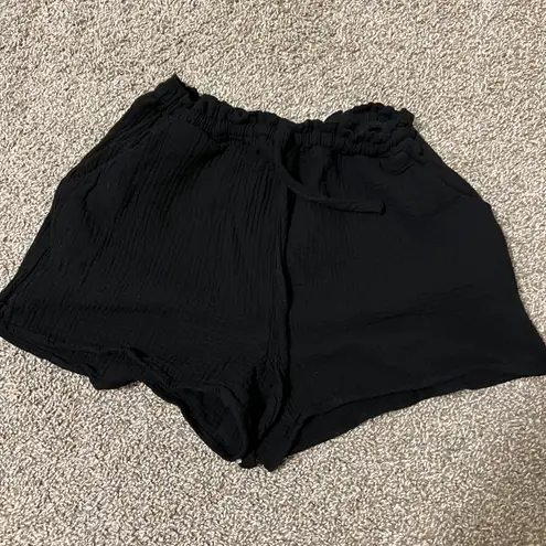 Two piece set loose oversized shirt high waisted pants high rise shorts summer s Black