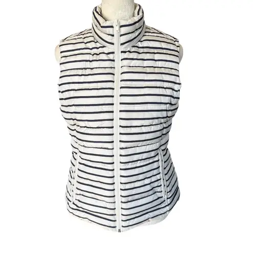 Colebrook navy blue and off white striped zip up puffer vest with pockets S