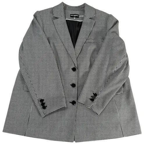 Karl Lagerfeld Women's Three-Button Houndstooth Blazer Jacket Plus 16W Black