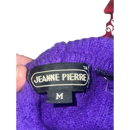 Jeanne pierre Purple Long Sleeve Turtleneck Wool & Angora Cable Knit Sweater Si