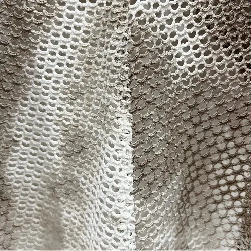 Alberto Makali Makali Waterfall Lattice Lace Open Front Cardigan Size Small Beige Tan