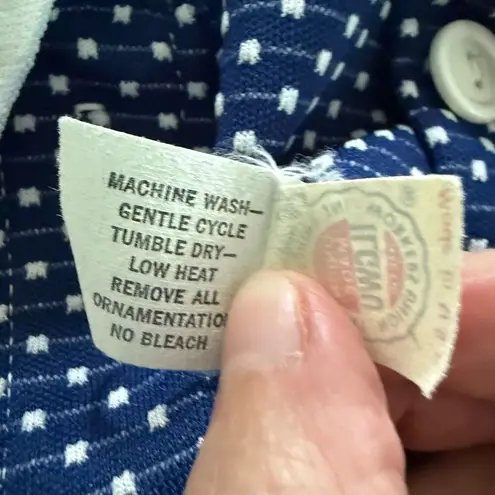 Vintage 70s 2pc Blue White Wide Leg High Rise Pants Crop Top S M 4 6 Size M