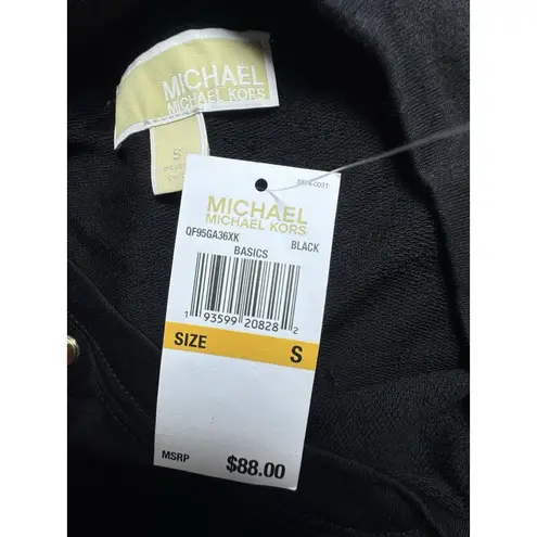 Michael Kors BLACK Ribbed Gold Stud Crew Neck Sweater Size SMALL NWT Brown