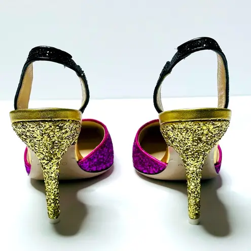 The Attico Diletta Tri Color Pink Gold Black Glitter Pumps Heels Shoes 37 NWOB Size 6