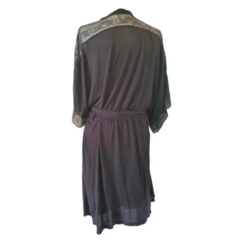 Eberjay Eberjey Robe Women Small Lace Trim Soft Black Belted 3/4 Sleeve Honeymoon - Image 6