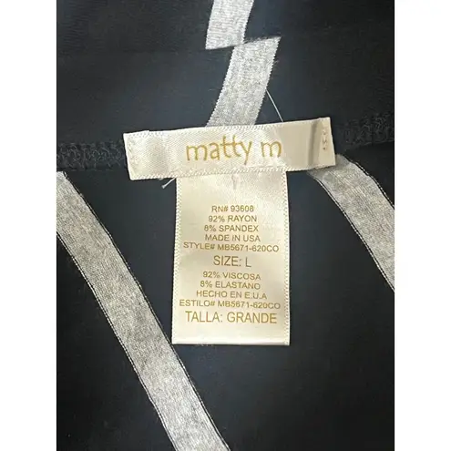 Matty M Women's Maxi Skirt Striped Black Silver Casual Elegant Size Large