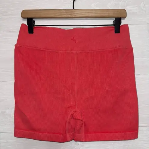 Joy Lab Women's Coral Print Mid Rise Cross Waist Ribbed 4'' Athletic Shorts XL