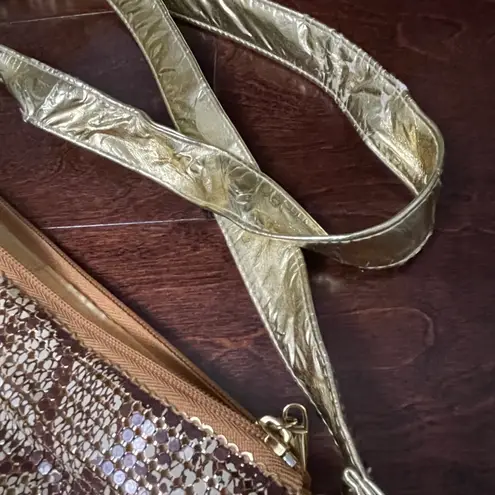 Shea Shea Vintage Gold and Cream Metal Mesh Slouchy Shoulder Bag Purse