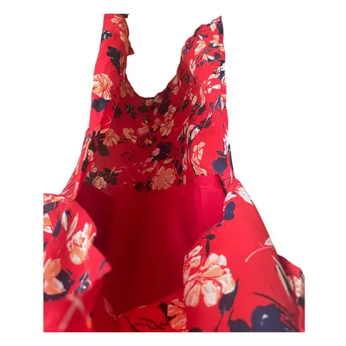 Collective Concepts Women Maxi Dress M Red Floral High Waist Cottagecore Boho