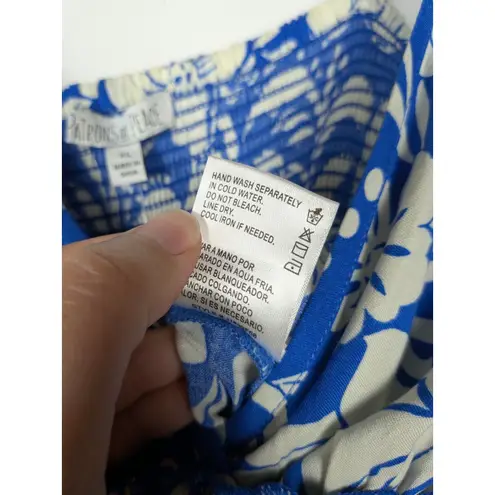 Patrons of Peace Blue White Floral Arcadia Jumpsuit Sleeveless Women's XL