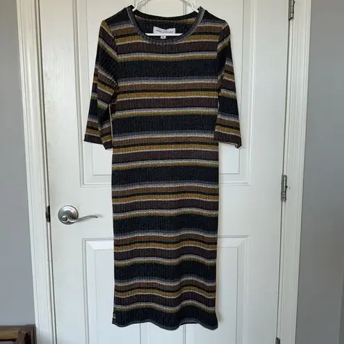 Emma & Michele  Striped Knit MIDI Dress Brown Woman’s Size M Style 14018¿