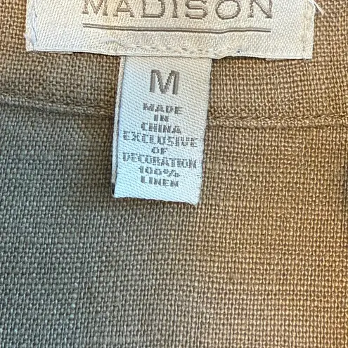 1 Madison Madison 100% Linen Embroidered Studded Tunic Top Medium Boho Resort Artisan Fall