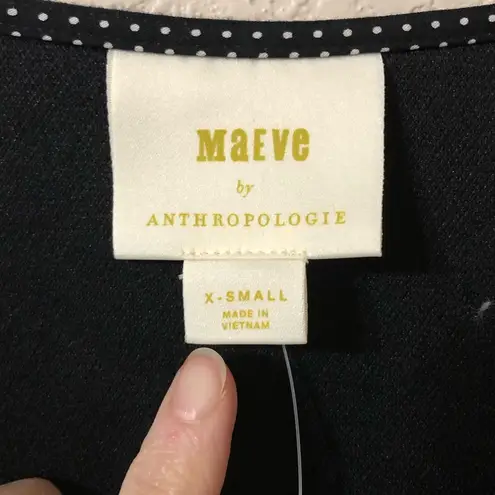 Maeve NWT Anthropologie Angelika V Neck Tunic Dress in Black Pockets - Size XS