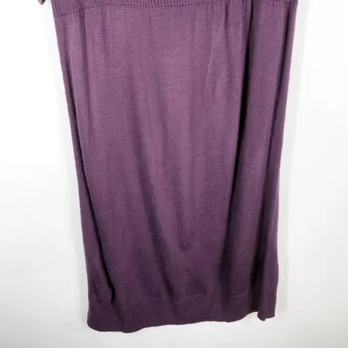 Cache  Medium Sweater Dress Purple Knit Sheer Sleeves Above Knee Shift Scoop 1296