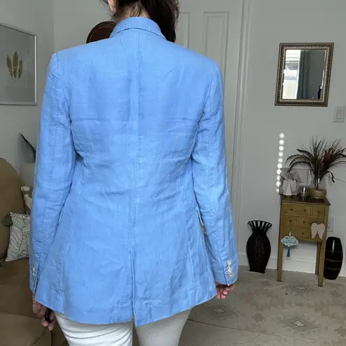 Polo Ralph Lauren single breasted linen Chambray Blue blazer sz 0