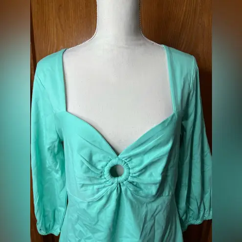 Boston Proper teal blouse size large