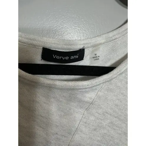 Verve Ami Sweater Asymmetrical Hem Long Sleeves Womens Size Medium Light Gray