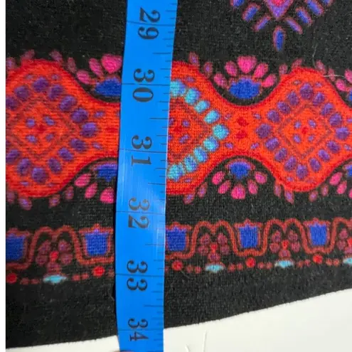 Y2K Boho Paisley Tunic Dress L Black Red Purple Long Sleeve Empire Waist Retro Size L