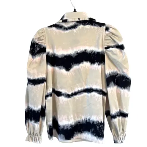 Munthe Tresco Tie Dye Button Down Shirt Sand Navy Pink Women’s Size 2 Blue