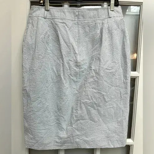 Talbots  Blue White Stripe Textured Pencil Skirt Button Accents Plus Size 14 NWOT