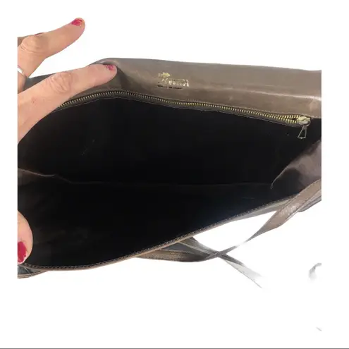 EUC VTG Bagheera Taupe Leather Envelope Made Italy Bag Brown