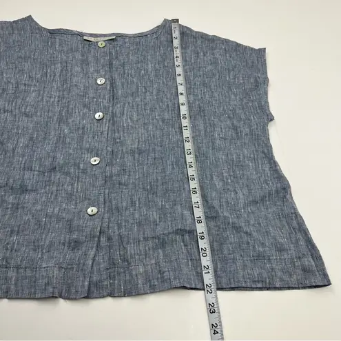 Bryn Walker Blue 100% Linen Button Front Top Womens Size XS Sleeveless Coastal