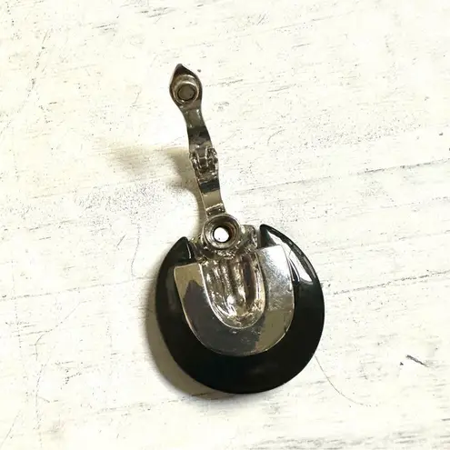 Black silver tone rhinestone pendant necklace