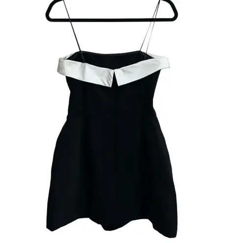 Amanda Uprichard  Lucienne Strapless Skort Romper Dress In Black & Ivory