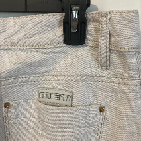 MET women's size 29 lightweight linen blend gold studded beige casual pants