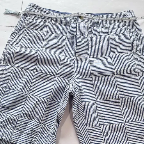 LL Bean Blue Patchwork Seersucker Favorite Fit Cotton Bermuda Shorts Size 6