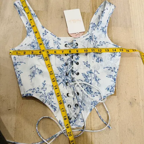 Selfie corset in bed and breakfast duchess Blue