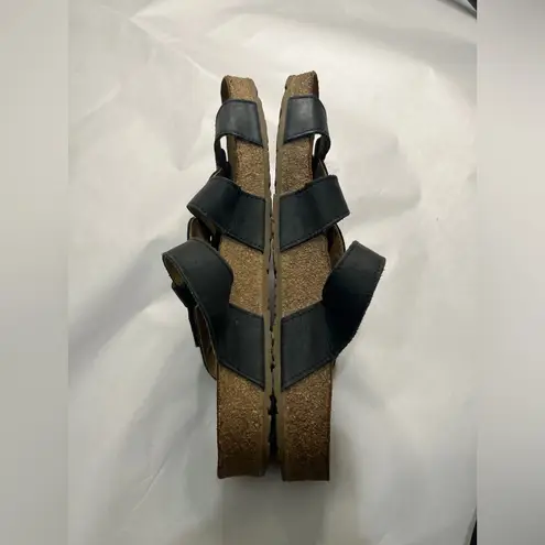 Haflinger Bio Alice Black Cork Leather Slip On Open Toe Sandal Women’s Size 10