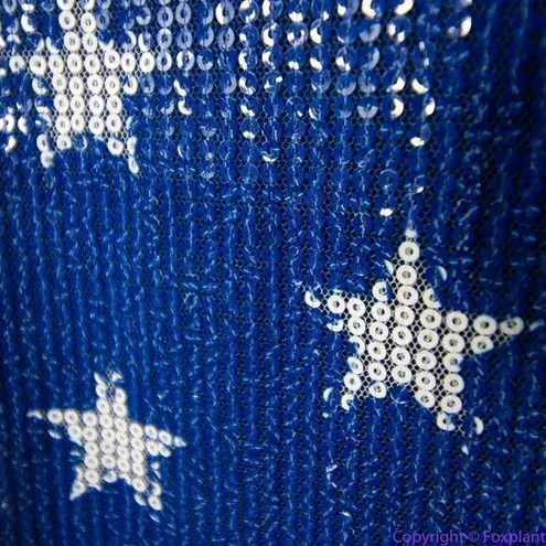 Ashley Stewart NEW Sequin Stars Scoop Neck Tank, White on Blue, 1X