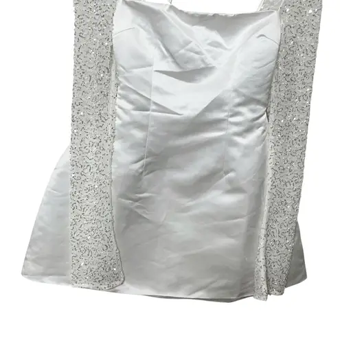 Babyboo NWT Dolly Mini Dress Ivory Satin Beaded Long Sleeve Women’s XS