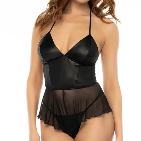 Mapale Black Wetlook Romper Lingerie Set NEW Size L/XL