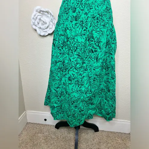 NTM: Isabel Maternity Green Floral Elastic Smocked Waist Skirt NWT Sz M