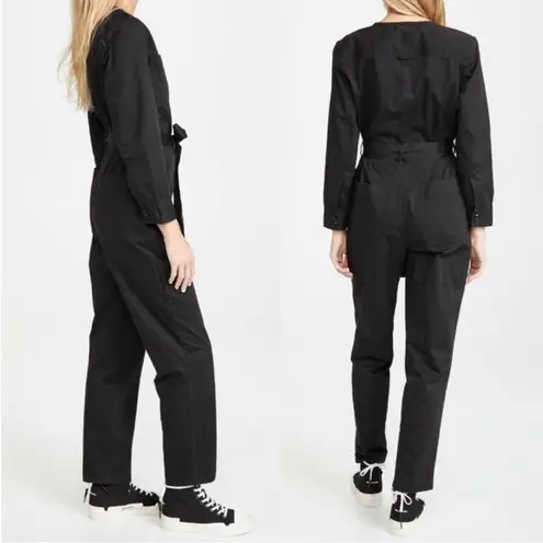 Alex Mill • Jo Belted Jumpsuit black twill utility boilersuit coverall tie waist