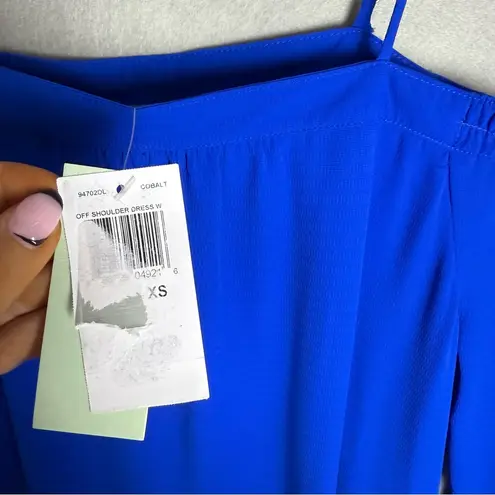 Skies Are Blue Women’s Off the Shoulder Blue Chiffon Dress Bell Sleeve size XS