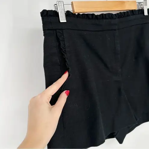 J.Crew  Ruffled High Rise Shorts Cotton Stretch in Black Women's 10