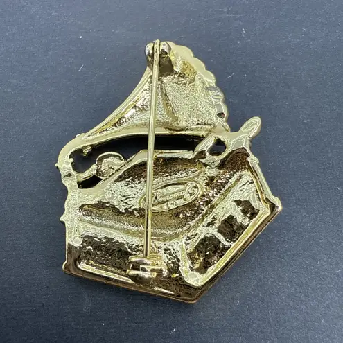 Signed Danecraft Vintage Brooch/Pin New Gold Gramophone Record Player Turntable - Image 7