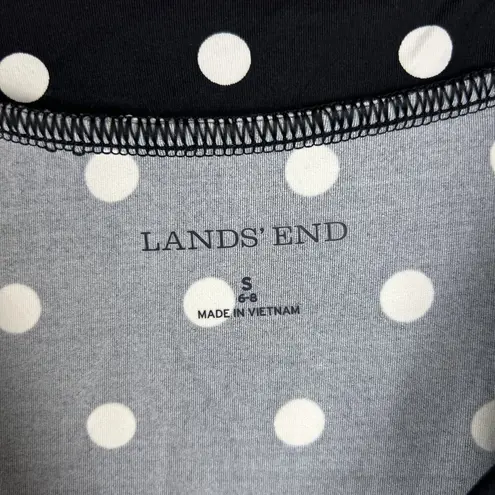 Lands'End  Swim Coverup Dress Size S Jersey Quick Dry 3/4 Sleeve Black White Dot