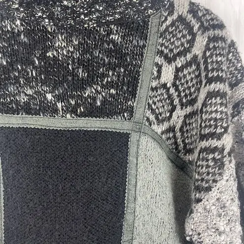 Vintage Fabe Turtleneck Sweater Womens M Black Gray Patchwork Grandpa Eclectic Size M