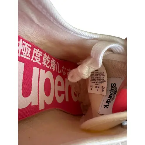 Superdry Women's White Blue Stitch Sneakers Size 6 NEW NWOB