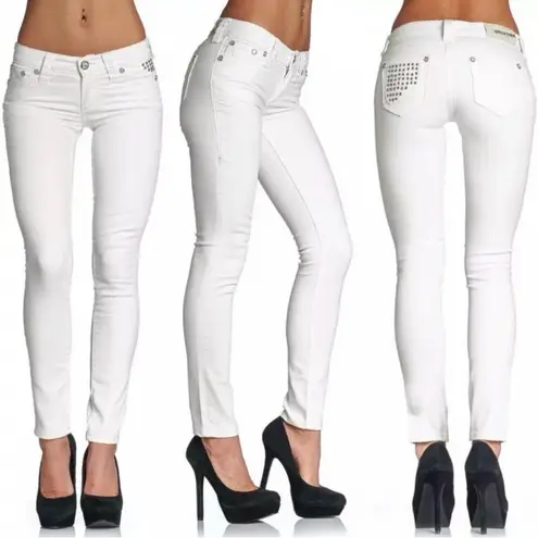 Affliction  Black Platinum Raquel Tara Women’s White Jeans Size 24