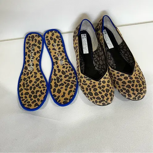 Rothy's Round Toe Cheetah Animal Print Flat Shoe Size 10 Tan/Gray/Chocolate Tan