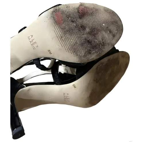 Alex Marie Black Floral Embellished Heels – Size 8