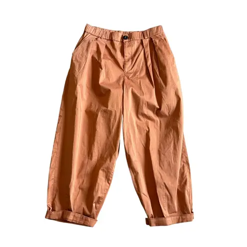 Maeve Anthropologie Rust Orange Curve Poplin Barrel Pants Cropped Size Small NWT