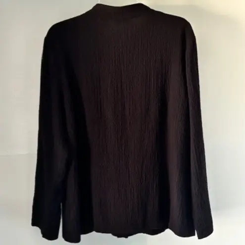 Orvis Black Jacket L Textured Long Sleeve Mandarin Collar Button Minimal Classic