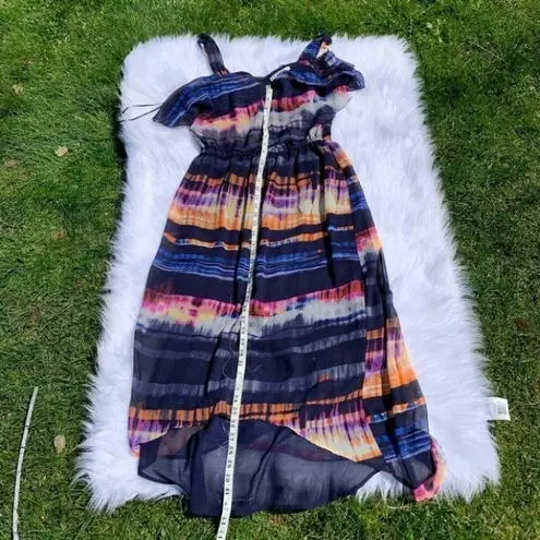 Black Rainn Maxi Dress Dark Watercolor Stripe Long Size Medium M Wedding Guest