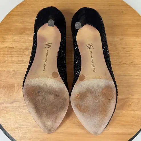 INC International Concepts Zitah Rhinestone Bling Covered Pumps Heels Black 7